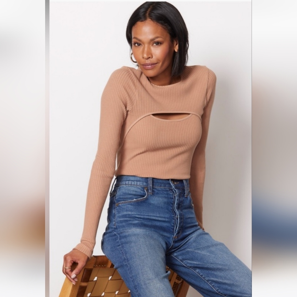 NWT Agolde Lyza Cutout Ribbed Top Size XS